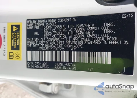 2012 Toyota Highlander Hybrid Limited V6 from USA, damaged, VIN JTEDC3EH2C2007996